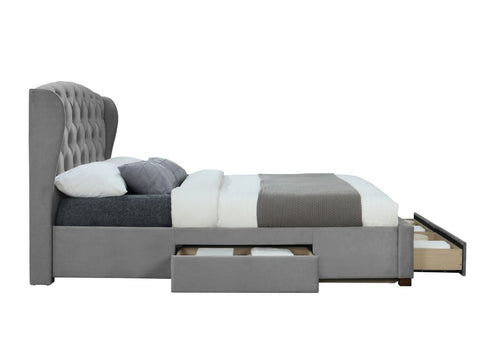 Hope Fabric Bed Grey Velvet